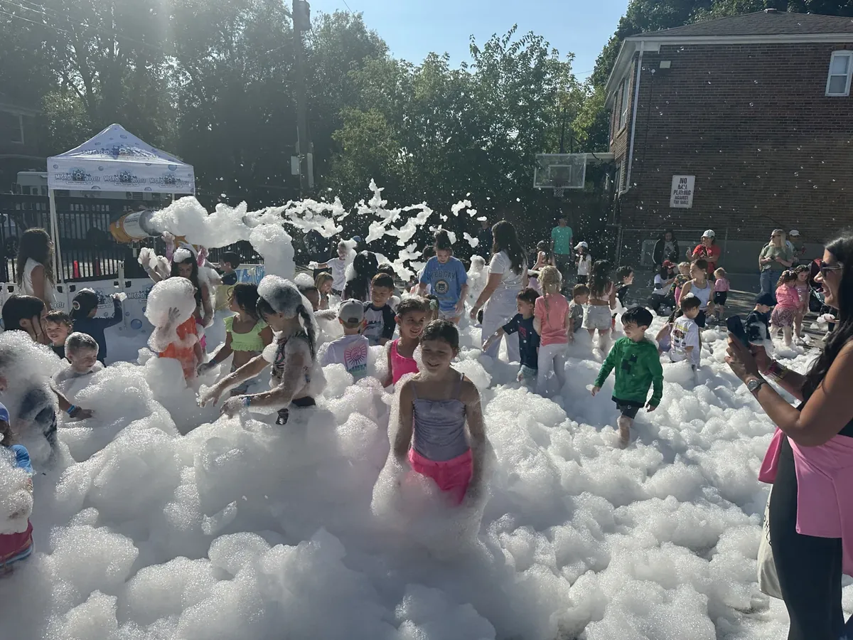 An outdoor foam gathering